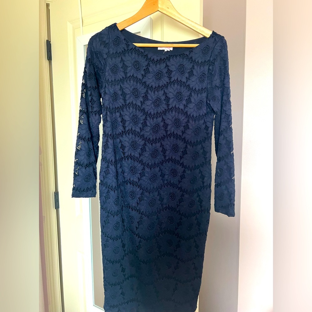 Navy Lace Midi Dress. Size S